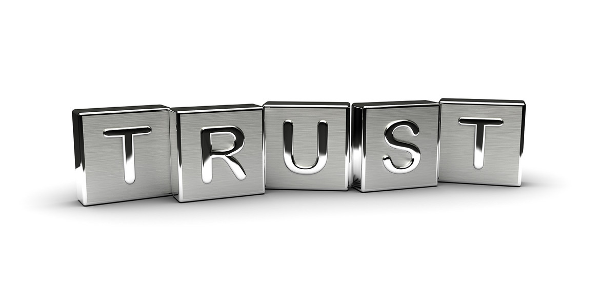 Blocks spelling the word trust