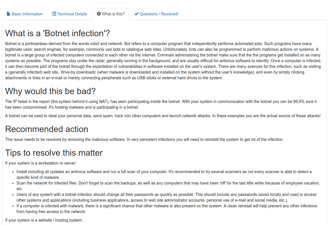 Abuse IO Screenshot of Useful Information