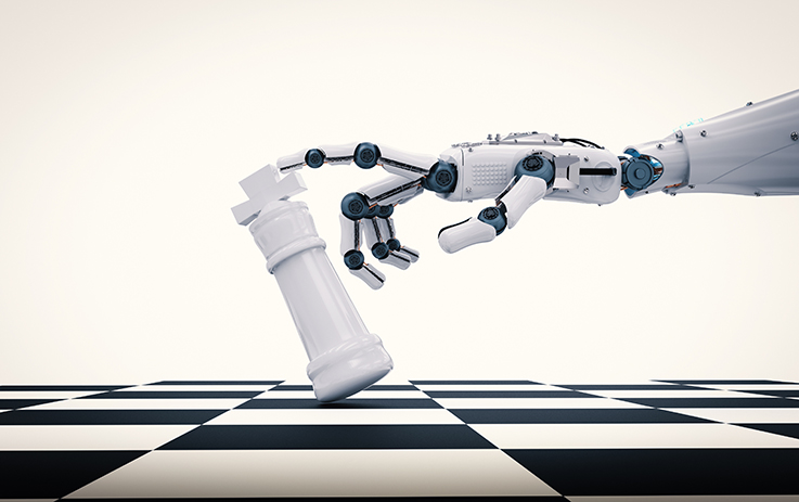 Robot hand playing chess