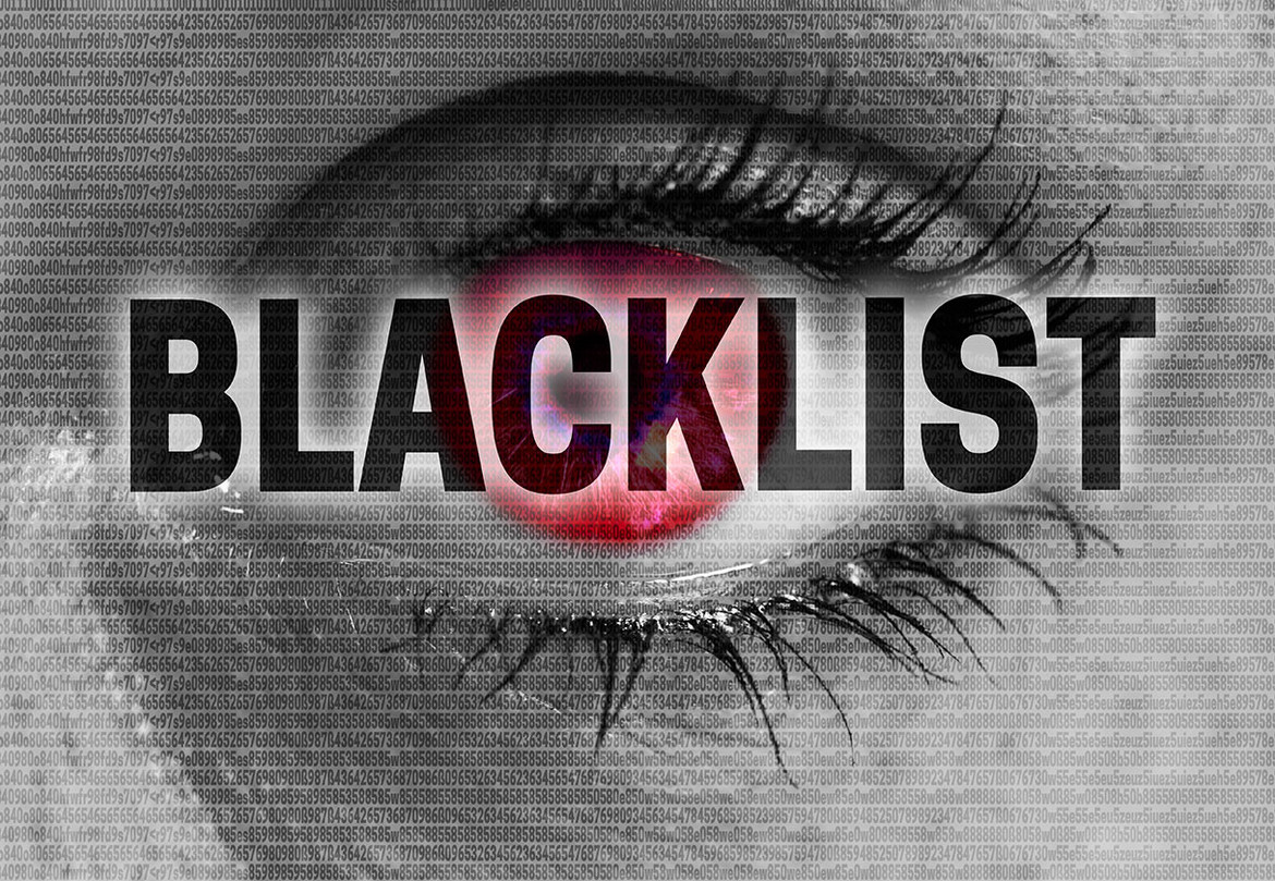 An eye with the word Blacklist across it